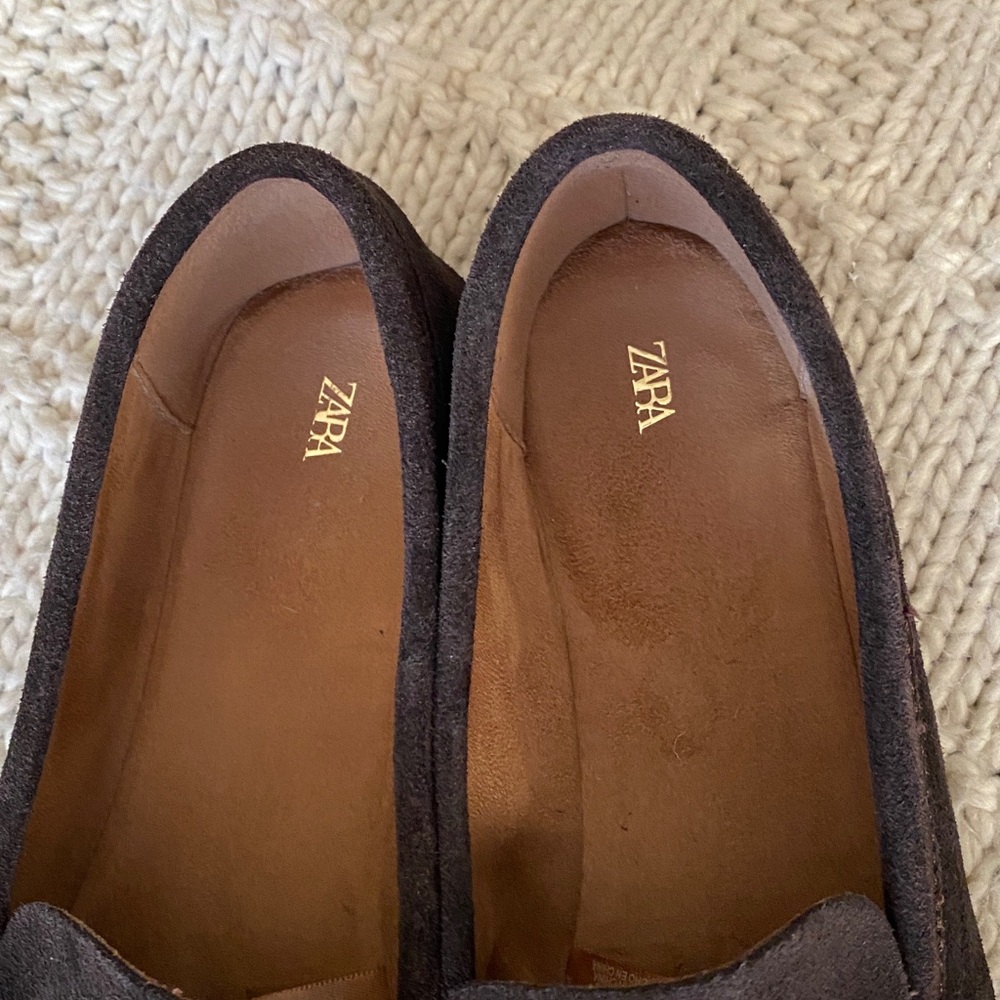 Zara Chocolate Brown Suede Penny Loafers - Picture 4 of 5